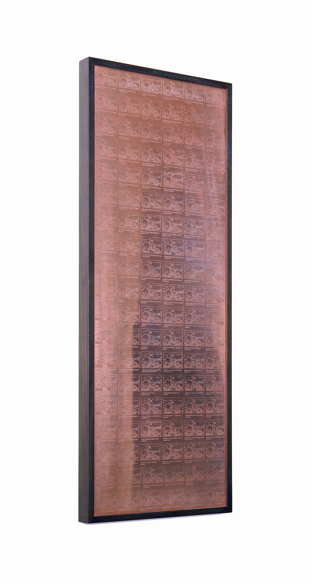 Image – Results (Grid), 2021 / Engraved copper plate in walnut wooden frame / 82,5 x 31  cm / Edition of 3