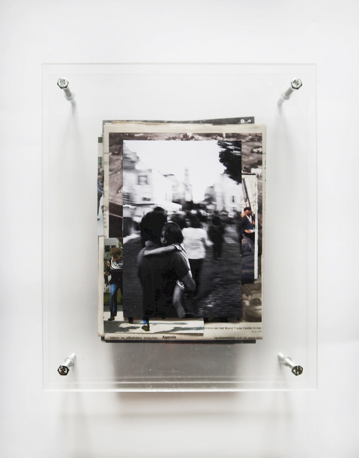 Image – Find shelter! (The Rain Started), 2018, Hahnemühle print + archival collage between perspex plates, 25.5 × 30.5 cm, unique piece