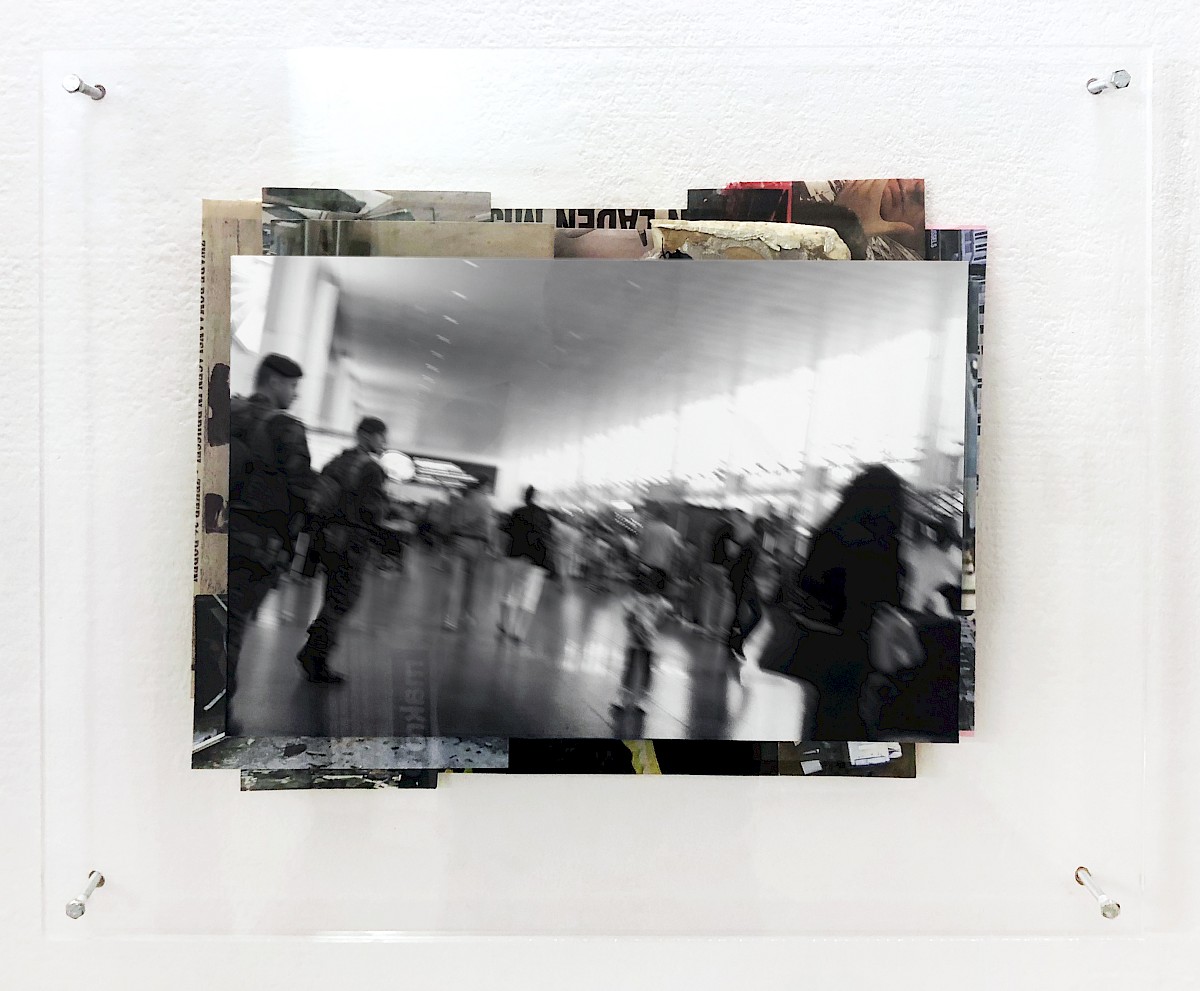 Image – I’m at Zaventem (again), 2018, Hahnemühle print + archival collage between perspex plates, 61 × 50 cm, unique piece