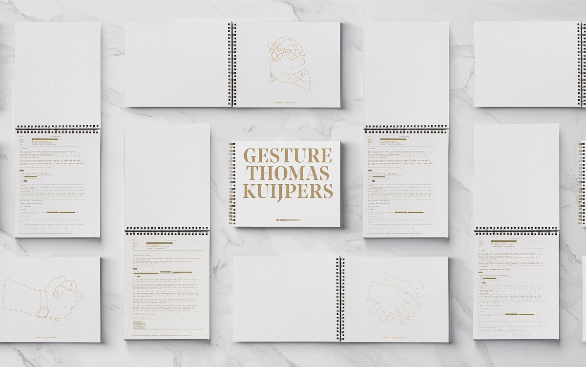 Image – Publication: 23,5 × 17 cm, 224 pages, hardback cover with metallic ring coloured gold, design Teresa Piardi, published by Metronom Books