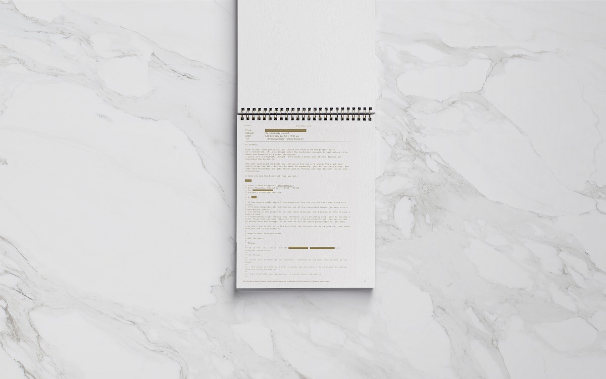Image – Publication: 23,5 × 17 cm, 224 pages, hardback cover with metallic ring coloured gold, design Teresa Piardi, published by Metronom Books